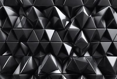 The primary subject of the image is a black and silver patterned wall. The setting is a black and silver wall, which serves as the background. The visual style is a combination of photo and digital art, creating a unique and intricate pattern. The dominant colors are black and silver, giving the wall a sleek and modern appearance.