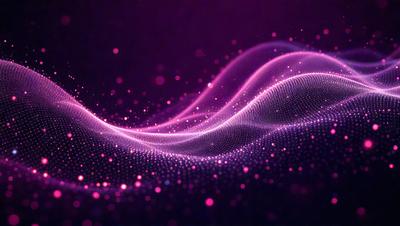 The primary subject of the image is a purple wave, which appears to be a digital art or illustration. The wave is set against a dark background, creating a striking contrast. The visual style of the image suggests that it is a digital creation, possibly a pattern or texture. The dominant colors in the image are purple and black, giving the scene a moody and dramatic atmosphere.