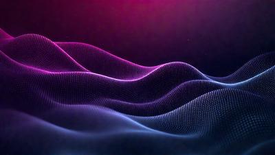 The primary subject of the image is a purple and blue wave pattern. The setting is a dark background, which contrasts with the vibrant colors of the wave pattern. The visual style is a digital art or illustration, as the wave pattern appears to be a computer-generated or hand-drawn design. The dominant colors are purple and blue, creating a calming and soothing atmosphere.