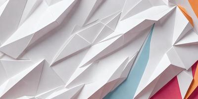 The primary subject of the image is a large, intricate paper sculpture. The sculpture is made up of many small triangles, creating a complex and visually striking design. The setting is a blue background, which contrasts with the white paper of the sculpture. The visual style of the image is a combination of digital art and illustration, as the paper sculpture appears to be a three-dimensional representation of a two-dimensional design. The colors and mood of the image are predominantly white and blue, giving it a clean and calming atmosphere.