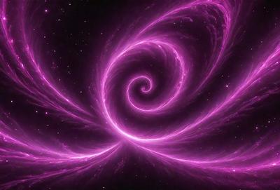 The primary subject of the image is a purple spiral, which is the main object, scene, or focus of the image. The setting or background features a dark, starry sky, creating a sense of depth and contrast. The visual style of the image is a combination of digital art and illustration, with the purple spiral being the central element. The colors and mood of the image are predominantly purple, creating a sense of calmness and tranquility.
