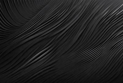 The primary subject of the image is a black and white photo of a wall with a pattern of waves. The setting is a black background, and the visual style is a close-up of the wall. The dominant colors are black and white, creating a stark and minimalist atmosphere.