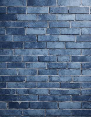 The primary subject of the image is a blue brick wall. The setting is a brick wall, and the visual style is a photo. The dominant colors are blue and white, creating a calm and serene atmosphere.