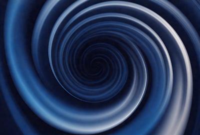 The primary subject of the image is a spiral pattern, which is the main object, scene, or focus of the image. The spiral pattern is set against a blue background, creating a visually striking contrast. The spiral pattern is a digital art piece, showcasing the artist's skill in creating intricate designs. The overall atmosphere of the image is dynamic and captivating, with the spiral pattern serving as the central point of interest.