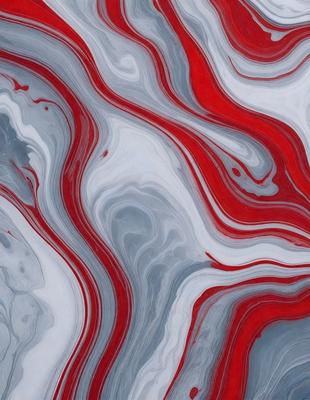 The primary subject of the image is a red and white striped pattern, which is displayed on a surface. The setting appears to be a room with a red and white striped wallpaper. The visual style of the image is a combination of a photo and digital art, creating a unique and eye-catching design. The dominant colors in the image are red and white, giving it a bold and striking appearance.