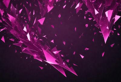 The primary subject of the image is a pink and purple geometric pattern. The setting is a dark background, which contrasts with the vibrant colors of the pattern. The visual style is a combination of digital art and illustration, creating a unique and eye-catching design. The dominant colors are pink and purple, giving the image a warm and inviting atmosphere.