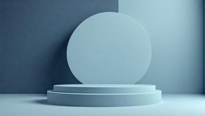 The primary subject of the image is a large, white, circular object. The setting is a blue background, which creates a striking contrast with the white object. The visual style appears to be a photo, as it captures the details of the circular object. The colors and mood of the image are predominantly blue, giving it a calm and serene atmosphere.