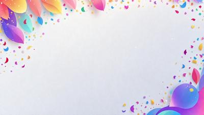 The primary subject of the image is a white sheet of paper with a colorful border. The setting is a white background, and the visual style is a combination of a photo and digital art. The colors and mood of the image are vibrant and cheerful, with the colorful border adding a lively touch to the otherwise plain white paper.