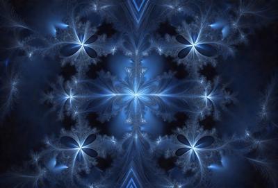 The primary subject of the image is a blue and white swirling pattern, which appears to be a digital art or illustration. The setting is a dark blue background, creating a contrasting and visually striking scene. The visual style is a combination of digital art and illustration, with a focus on the swirling pattern. The colors and mood of the image are predominantly blue and white, giving it a calm and serene atmosphere.