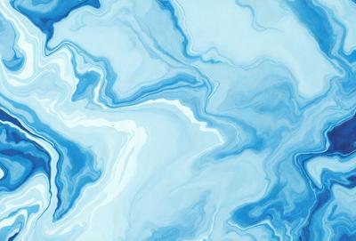 The primary subject of the image is a blue and white swirling pattern, which appears to be a painting or a digital artwork. The setting is a blue background, and the visual style is a combination of digital art and painting. The dominant colors are blue and white, creating a calming and serene atmosphere.
