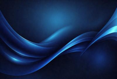 The primary subject of the image is a blue wave, which is the main focus of the scene. The setting is a dark blue background, creating a contrasting and dramatic effect. The visual style is a digital art or illustration, as the wave is depicted in a detailed and artistic manner. The dominant colors are blue and black, giving the image a calm and serene atmosphere.