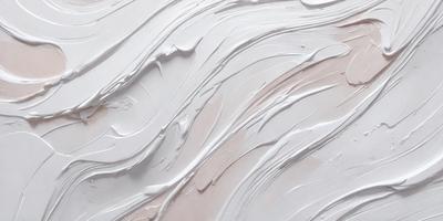 The primary subject of the image is a close-up of a white, textured surface, possibly a painting or a wall. The setting appears to be a white room, and the visual style is a mix of digital art and illustration. The dominant colors in the image are white and pink, creating a calm and soothing atmosphere.