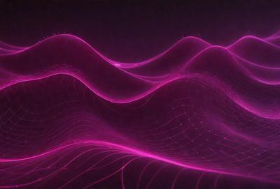 The primary subject of the image is a pink wave, which appears to be a digital art or illustration. The wave is set against a dark background, creating a striking contrast. The visual style of the image suggests that it is a digital creation, possibly a pattern or texture. The dominant colors in the image are pink and purple, giving the scene a vibrant and lively atmosphere.
