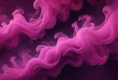 The primary subject of the image is a pink smoke or mist, which appears to be a digital art or illustration. The setting is a dark background, which contrasts with the pink smoke. The visual style gives the impression of a surreal or dreamy atmosphere. The dominant colors are pink and purple, creating a soft and ethereal mood.