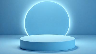 The primary subject of the image is a blue light, which is illuminating a blue surface. The setting appears to be a room with a blue wall, and the visual style is a combination of a photo and digital art. The colors and mood of the image are predominantly blue, creating a calm and serene atmosphere.