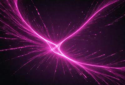 The primary subject of the image is a pink light or energy source, which appears to be a neon or glowing light. The setting is a dark background, which contrasts with the bright pink light. The visual style of the image is a combination of a photo and digital art, as it captures the light's energy and movement. The colors and mood of the image are predominantly pink, creating a warm and vibrant atmosphere.
