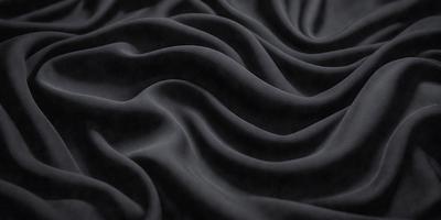 The primary subject of the image is a black fabric with a pattern of waves. The setting is a dark background, and the visual style appears to be a close-up of the fabric. The colors and mood of the image are predominantly dark, with the black fabric being the main focus.