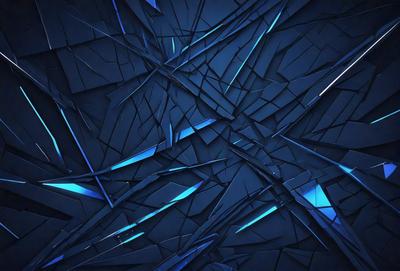 The primary subject of the image is a blue and black patterned background. The setting is a dark blue background with a pattern of blue and black squares. The visual style is a digital art or illustration, as the pattern appears to be a digital creation. The colors and mood of the image are predominantly dark and moody, with the blue and black squares creating a sense of depth and complexity.