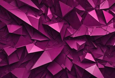 The primary subject of the image is a purple wall with a pattern of triangles. The setting is a room with a purple background. The visual style is a digital art or illustration, creating a unique and eye-catching design. The dominant colors are purple and pink, giving the wall a vibrant and lively appearance.