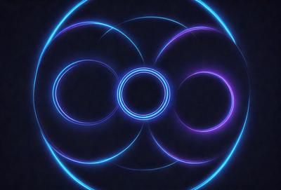 The primary subject of the image is a purple circle with a blue ring around it. The circle is located in the center of the image, and the blue ring is positioned around it. The setting appears to be a dark background, which contrasts with the bright colors of the circle and ring. The visual style of the image is a combination of digital art and illustration, creating a unique and eye-catching design. The colors and mood of the image are predominantly purple and blue, giving it a calm and serene atmosphere.
