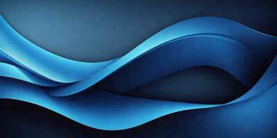 The primary subject of the image is a blue wave, which is the main focus of the scene. The setting is a dark blue background, creating a contrasting and dramatic effect. The visual style is a digital art or illustration, as the wave is depicted in a detailed and artistic manner. The dominant colors are blue and black, giving the image a calm and serene atmosphere.