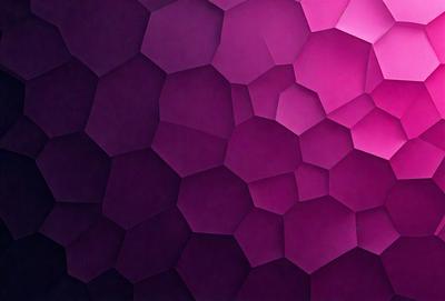 The primary subject of the image is a purple wall with a pattern of hexagons. The setting is a room with a purple background, and the visual style appears to be a combination of a photo and digital art. The dominant colors are purple and pink, creating a warm and inviting atmosphere.