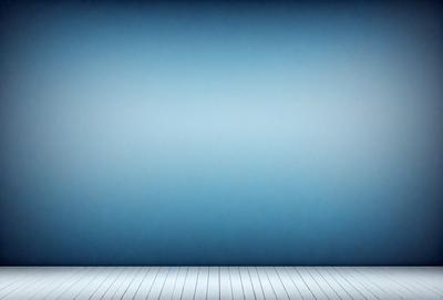 The primary subject of the image is a blue wall with a white floor. The setting is a room with a blue wall and a white floor. The visual style is a photo, and the colors and mood are predominantly blue and white.