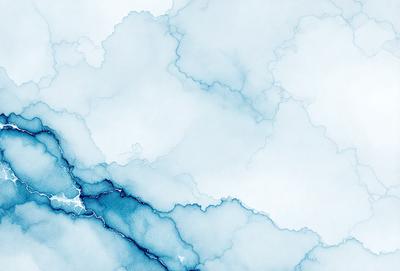 The primary subject of the image is a blue and white cloudy sky. The setting is a cloudy sky with a blue and white color scheme. The visual style is a digital art or illustration, creating a sense of depth and texture. The colors and mood of the image are predominantly blue and white, giving it a calm and serene atmosphere.