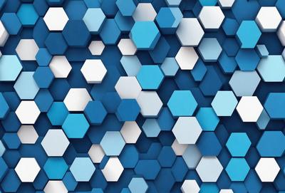 The primary subject of the image is a blue and white patterned wallpaper. The setting is a room with a blue and white wallpapered wall. The visual style is a digital art or illustration, as the pattern is intricate and well-defined. The dominant colors are blue and white, creating a calm and soothing atmosphere.