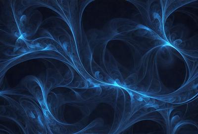 The primary subject of the image is a blue, swirling, and flowing pattern. The setting is a dark blue background, which contrasts with the vibrant blue swirls. The visual style is a digital art or illustration, creating a dynamic and captivating scene. The colors and mood of the image are predominantly blue, giving it a calming and serene atmosphere.