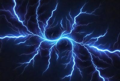 The primary subject of the image is a blue lightning bolt, which is the main object, scene, or focus of the image. The setting is a dark background, which creates a dramatic and intense atmosphere. The visual style is a digital art or illustration, as the lightning bolt is depicted in a detailed and artistic manner. The colors and mood are predominantly blue, with the lightning bolt being the dominant color, and the overall atmosphere is energetic and powerful.