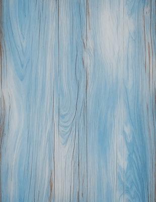 The primary subject of the image is a wooden surface with a blue and white color scheme. The setting is a wooden floor, and the visual style is a close-up of the wooden surface. The colors and mood of the image are predominantly blue and white, creating a calm and serene atmosphere.