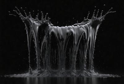 The primary subject of the image is a close-up of a milkshake, which appears to be a blend of milk and ice cream. The setting is a dark background, which contrasts with the light-colored milkshake. The visual style is a black and white photo, giving the image a classic and timeless appearance. The colors and mood of the image are predominantly black and white, creating a sense of nostalgia and simplicity.