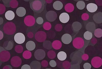 The primary subject of the image is a pattern of circles, which are purple and white in color. The setting is a dark background, which contrasts with the bright circles. The visual style is a combination of digital art and illustration, creating a unique and eye-catching design. The dominant colors are purple and white, giving the pattern a bold and striking appearance.