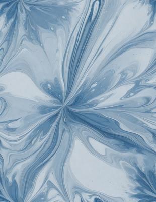 The primary subject of the image is a blue and white swirl pattern, which appears to be a digital art or illustration. The setting is a blue background, and the visual style is a combination of digital art and illustration. The dominant colors are blue and white, creating a calming and soothing atmosphere.