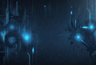 The primary subject of the image is a futuristic, blue-toned computer screen with a digital art or illustration of a space station. The setting is a dark, blue background that complements the futuristic theme. The visual style is a combination of digital art and illustration, creating a unique and captivating scene. The colors and mood of the image are predominantly blue, which adds to the futuristic and space-themed atmosphere.