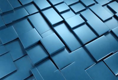 The primary subject of the image is a blue and silver patterned surface. The setting is a blue background, and the visual style appears to be a combination of photo and digital art. The colors and mood of the image are predominantly blue and silver, creating a modern and sleek atmosphere.