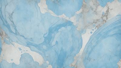 The primary subject of the image is a blue marble wall with a pattern of swirls and waves. The setting is a room with a blue and white color scheme. The visual style is a combination of a photo and digital art, creating a unique and artistic representation of the marble wall. The dominant colors are blue and white, giving the room a calm and serene atmosphere.