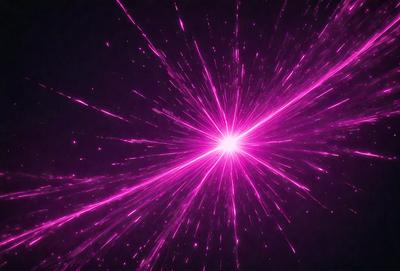 The primary subject of the image is a bright pink light, which appears to be a neon light or a light source. The light is surrounded by a purple background, creating a visually striking scene. The visual style of the image is a close-up of the light source, emphasizing its vibrant color and intensity. The colors and mood of the image are predominantly pink and purple, giving it a lively and energetic atmosphere.