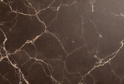 The primary subject of the image is a close-up of a marble wall with a brown leather-like texture. The setting is a room with a brown leather wall, and the visual style is a close-up of the wall. The colors and mood of the image are dominated by the brown leather-like texture and the marble wall, creating a warm and luxurious atmosphere.