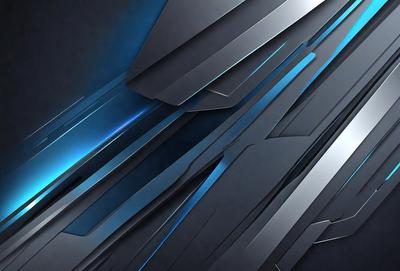 The primary subject of the image is a futuristic, metallic design with blue and silver tones. The setting is a dark background, which contrasts with the bright blue and silver elements of the design. The visual style is a combination of digital art and illustration, creating a unique and intricate pattern. The colors and mood of the image are predominantly blue and silver, giving it a sleek and modern appearance.