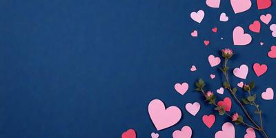 The primary subject of the image is a potted plant with a leaf, placed on a blue surface. The setting is a blue wall, and the visual style appears to be a combination of a photo and digital art. The colors and mood of the image are predominantly blue and pink, creating a calm and serene atmosphere.