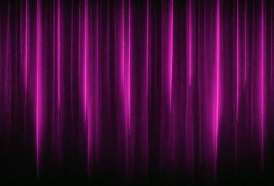 The primary subject of the image is a purple curtain. The setting is a stage or a theater, as the curtain is hanging down. The visual style is a close-up of the curtain, which gives a sense of depth and texture. The colors and mood of the image are predominantly purple, creating a dramatic and artistic atmosphere.