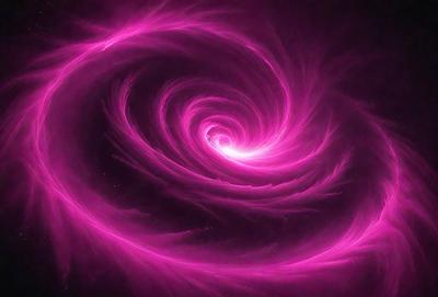 The primary subject of the image is a swirling, pink vortex. The setting is a dark background, which contrasts with the bright pink color of the vortex. The visual style appears to be a digital art or illustration, as the swirl is depicted in a detailed and intricate manner. The colors and mood of the image are predominantly pink, creating a sense of warmth and energy.