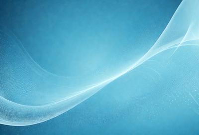 The primary subject of the image is a blue background with a white, curved line or wave. The setting appears to be a digital art or illustration, as the line is not a photo or a real-life object. The visual style gives the impression of a futuristic or modern design. The colors and mood of the image are predominantly blue and white, creating a sense of calmness and tranquility.
