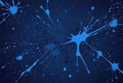 The primary subject of the image is a blue splash of paint, which appears to be a digital art or illustration. The setting is a blue background, and the visual style is a close-up of the splash of paint. The dominant colors are blue and white, creating a calm and serene atmosphere.