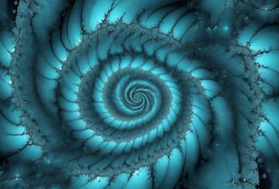 The primary subject of the image is a spiral pattern, which is the main object, scene, or focus of the image. The spiral pattern is set against a blue background, creating a visually striking contrast. The spiral pattern is a digital art piece, showcasing a unique visual style. The dominant colors in the image are blue and white, giving the overall atmosphere a calm and serene feel.