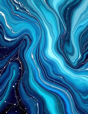 The primary subject of the image is a blue and white swirling pattern, which appears to be a digital art or illustration. The setting is a dark blue background, creating a contrasting effect with the swirling pattern. The visual style suggests that the image is a creative and artistic representation of a swirling design. The dominant colors are blue and white, giving the image a calming and soothing atmosphere.