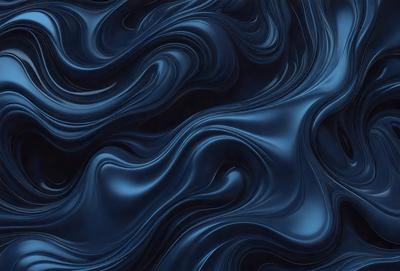 The primary subject of the image is a blue, swirling, and flowing pattern. The setting is a dark blue background, which contrasts with the swirling pattern. The visual style is a digital art or illustration, as the swirls are intricately detailed and the overall atmosphere is dynamic and captivating. The dominant colors are blue and black, creating a sense of depth and intensity in the composition.