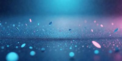 The primary subject of the image is a blue background with a pattern of pink and blue dots. The setting appears to be a dark room, and the visual style is a digital art or illustration. The colors and mood of the image are predominantly blue and pink, creating a vibrant and lively atmosphere.